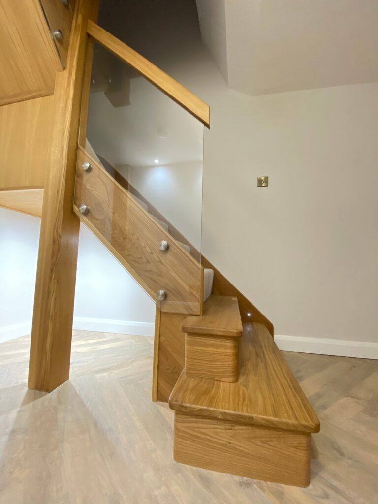 Oak and Glass Staircase - Marston, Bedfordshire © Oak Hill Joinery Ltd